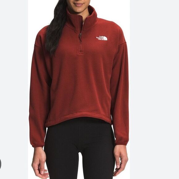 The North Face Brick Rust Red TKA Kataka 1/4 Zip Fleece Drawstring Hoodie XL - Picture 1 of 11